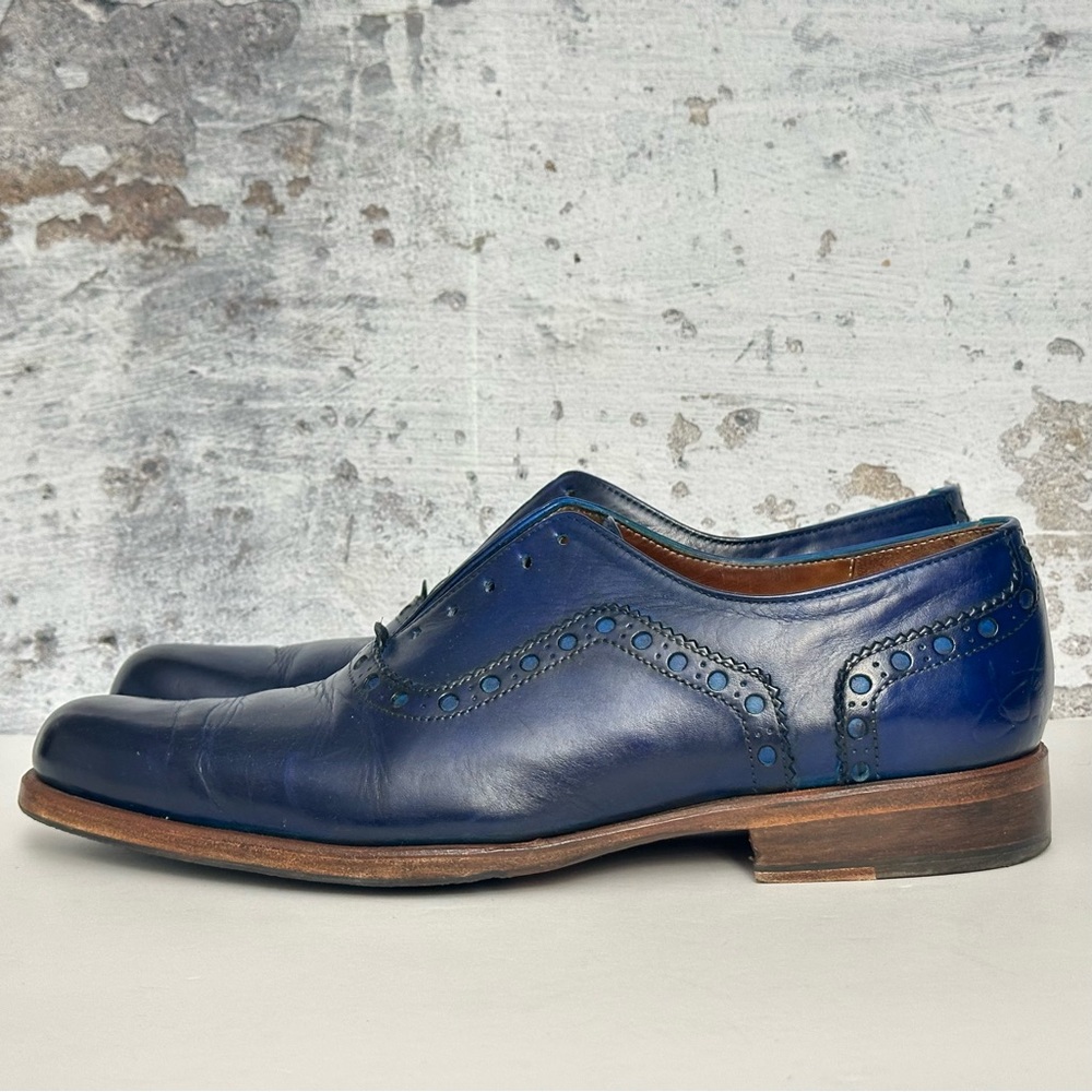 JOHN FLUEVOG Twin Turbine 837 Granville Brogue Leather Oxfords - Blue